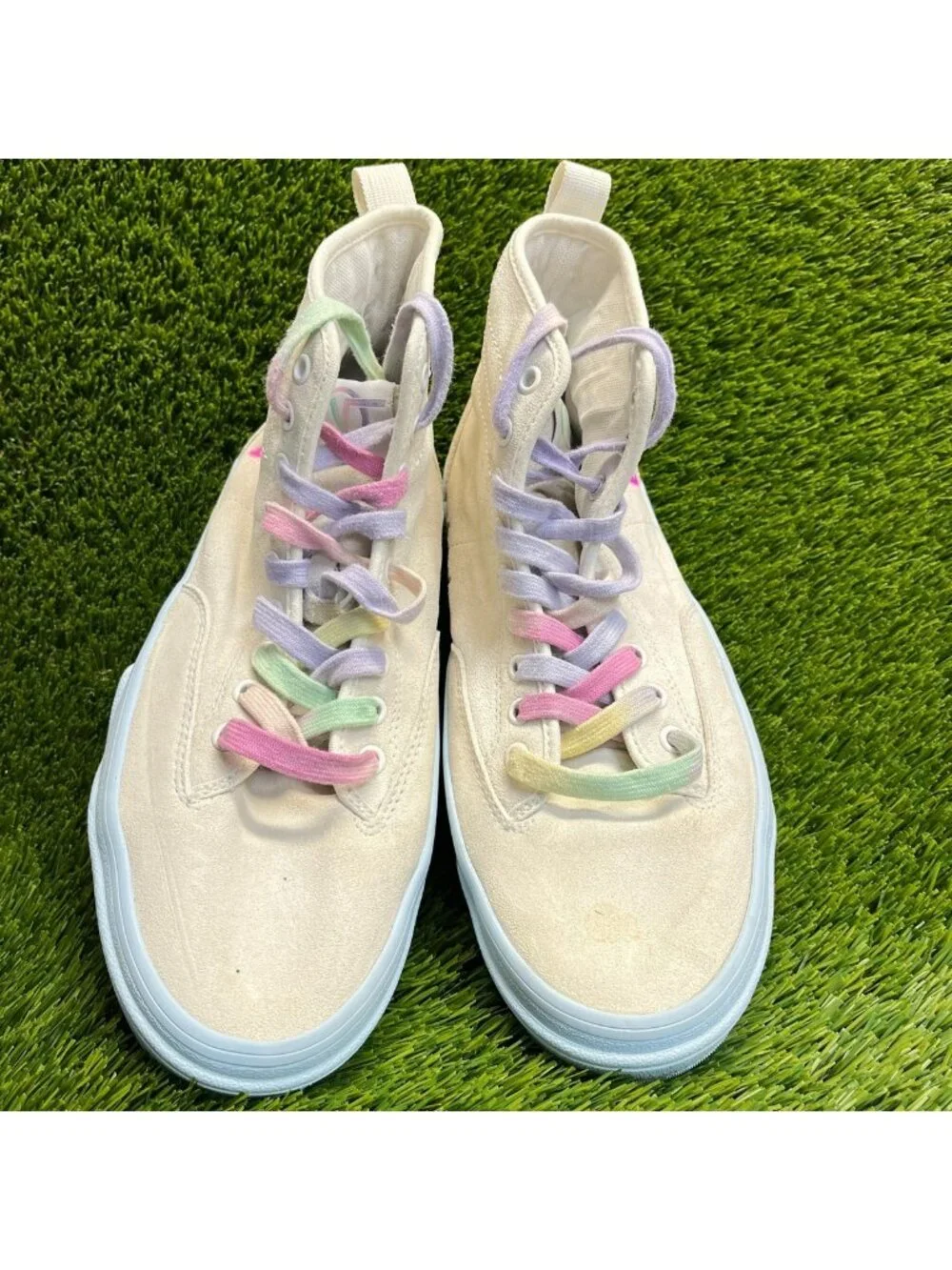 Vans Sentry WC High Mens Size 10 Beige Blue Pink Athletic Suede Shoes Sneakers